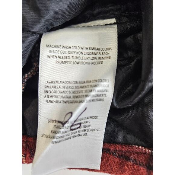 Dickies Womens Large Faded Spell Out Quilted Flannel Shirt Jacket Brown - Picture 7 of 7